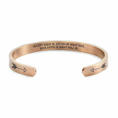 Accept What Is, Let Go Of What Was, Have Faith In What Will Be Personalized Cuff Bracelet, Christian Bracelet For Women, Christian Jewelry