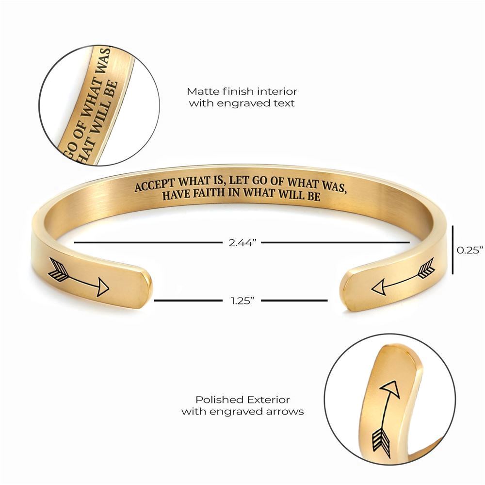 Accept What Is, Let Go Of What Was, Have Faith In What Will Be Personalized Cuff Bracelet, Christian Bracelet For Women, Christian Jewelry