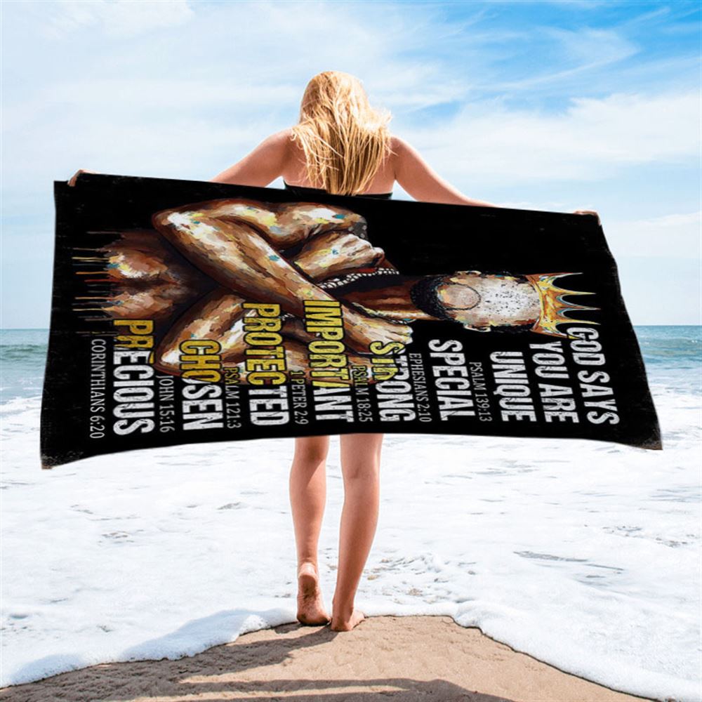 African American God Says You Are Beach Towel - Christian Beach Towel Decor