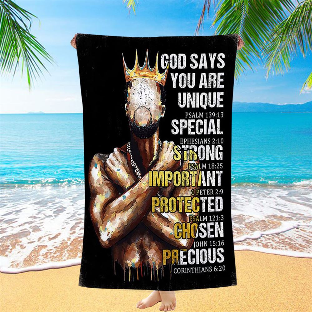 African American God Says You Are Beach Towel - Christian Beach Towel Decor