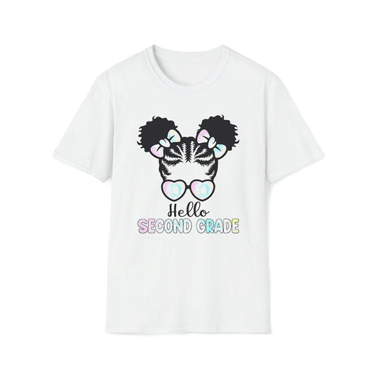 Afro Black Girls Hello SecondNd Grade Messy Bun Tie Dye Premium T Shirt, Mother's Day Premium T Shirt, Mom Shirt