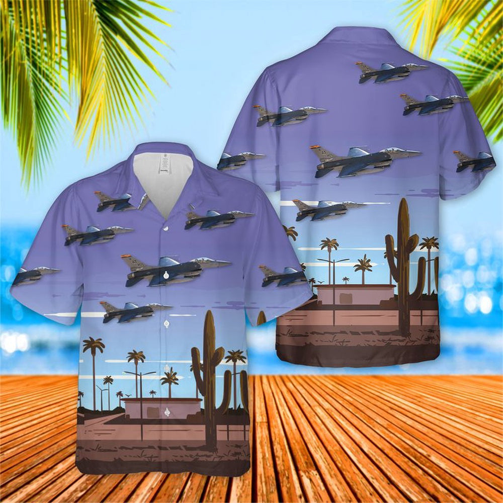 Air Force Hawaiian Shirt, Air National Guard Air Force Reserve Command Test Center F-16C Fighting Falcon Hawaiian Shirt, Airplane Hawaiian Shirt