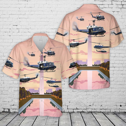 Air Force Hawaiian Shirt, Bell UH-1N Twin Huey of the 1st Helicopter Squadron flying over Washington DC Hawaiian Shirt, Airplane Hawaiian Shirt