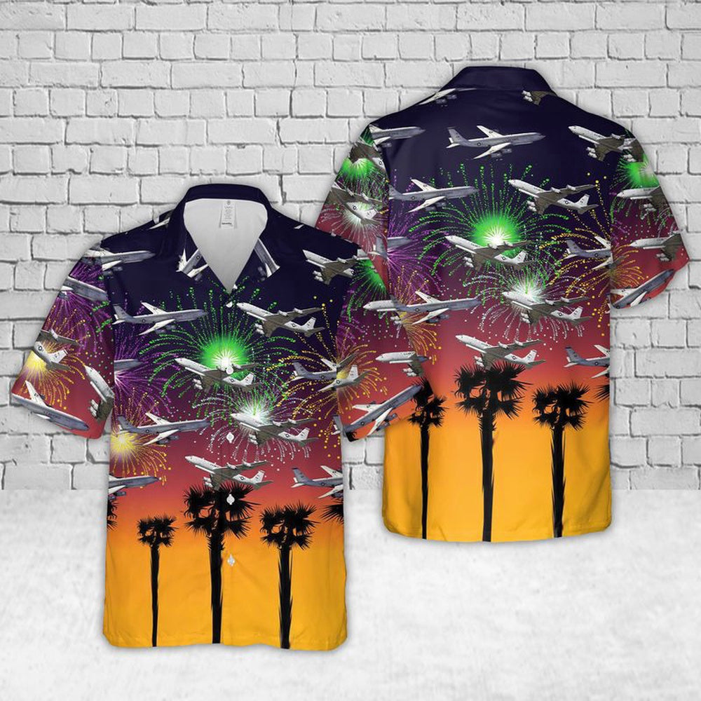 Air Force Hawaiian Shirt, Boeing E-8C US Veteran Hawaiian Shirt, Airplane Hawaiian Shirt, Military Aloha Shirts