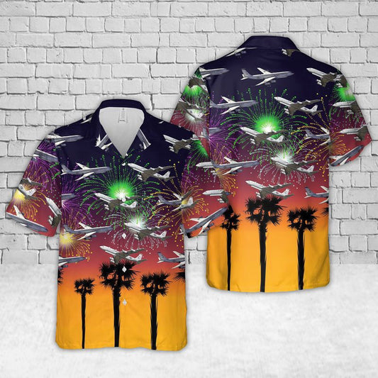 Air Force Hawaiian Shirt, Boeing E-8C US Veteran Hawaiian Shirt, Airplane Hawaiian Shirt, Military Aloha Shirts