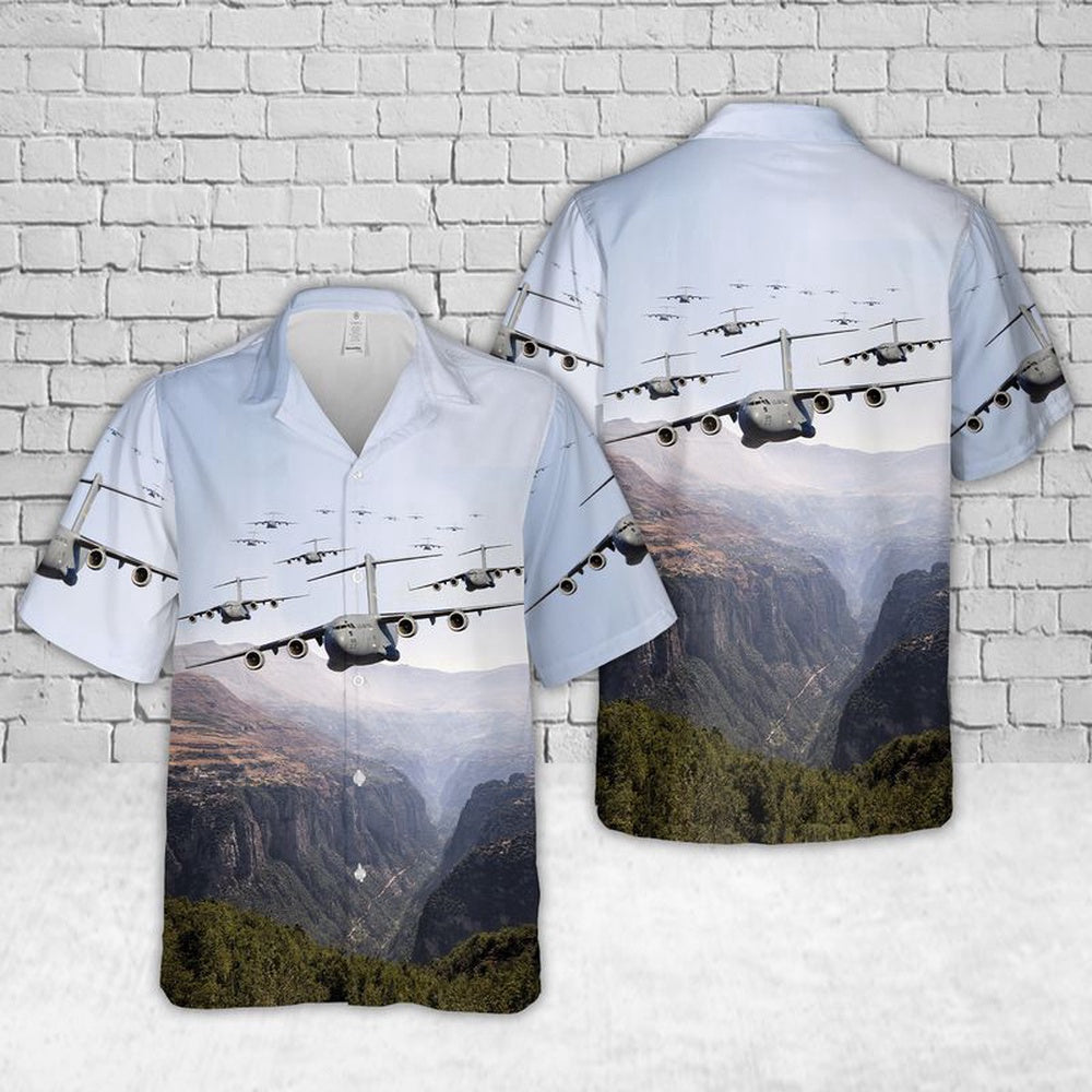 Air Force Hawaiian Shirt, C-17 Globemaster III Mississippi Air National Guard Hawaiian Shirt, Airplane Hawaiian Shirt, Military Aloha Shirts