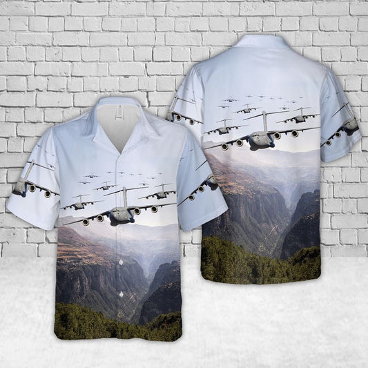 Air Force Hawaiian Shirt, C-17 Globemaster III Mississippi Air National Guard Hawaiian Shirt, Airplane Hawaiian Shirt, Military Aloha Shirts