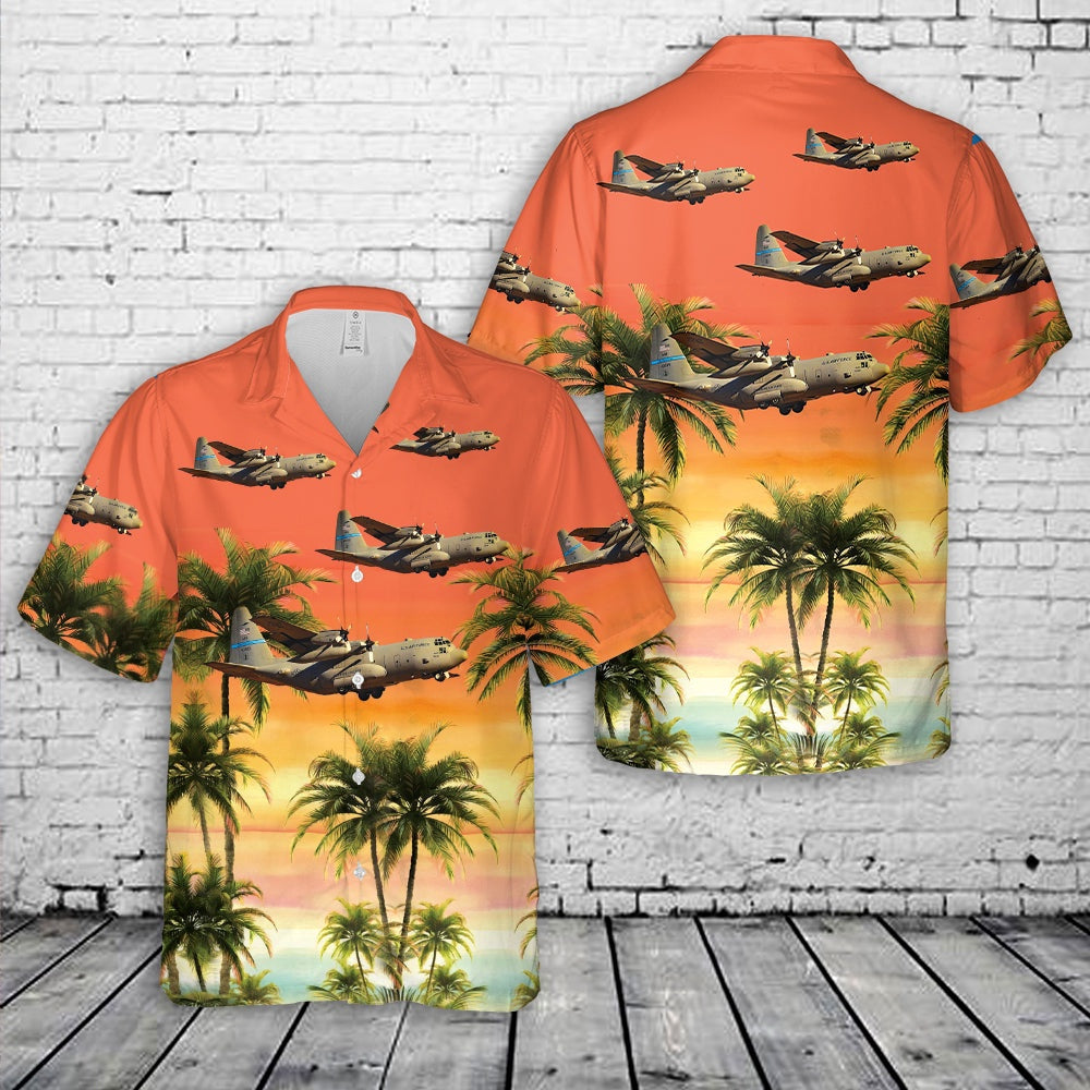 Air Force Hawaiian Shirt, Delaware Air National Guard 166th Airlift Wing (166th AW) Lockheed C-130 H2 Hercules The First State Hawaiian Shirt