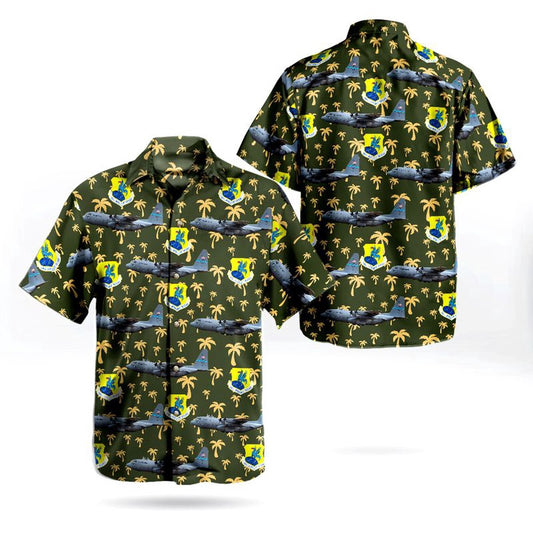 Air Force Hawaiian Shirt, Delaware Air National Guard 166th Airlift Wing Lockheed C-130H Hercules (L-382) Hawaiian Shirt, Airplane Hawaiian Shirt