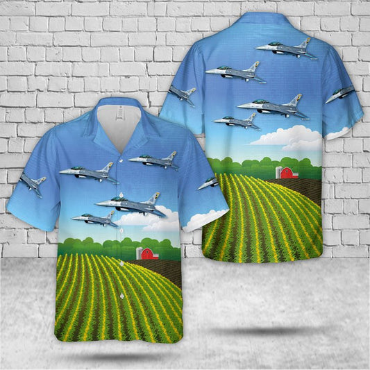 Air Force Hawaiian Shirt, F-16C Iowa Air National Guard 132nd Fighter Wing Hawaiian Shirt, Airplane Hawaiian Shirt, Military Aloha Shirts