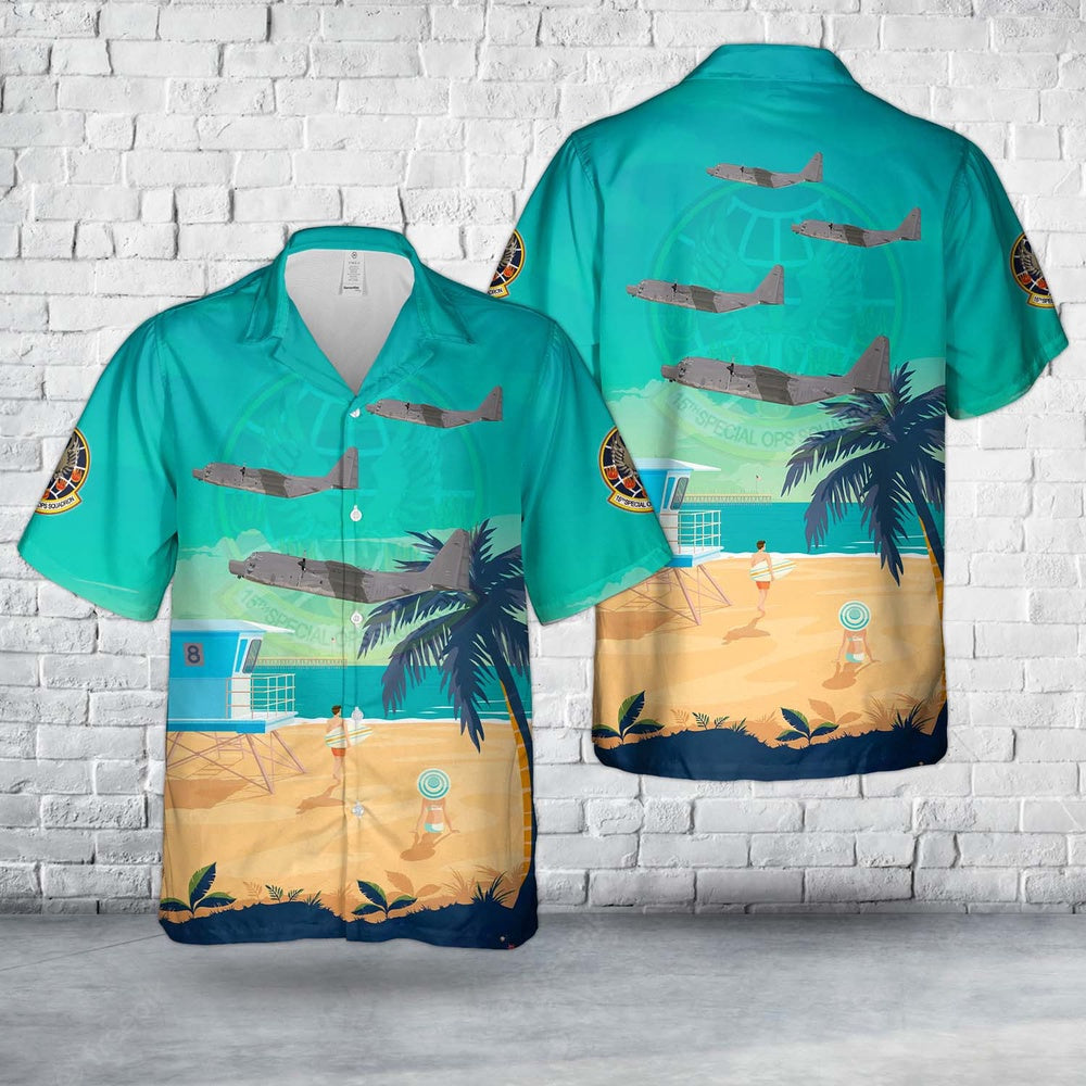 Air Force Hawaiian Shirt, Hurlburt Field, Florida, US Air Force 15th Special Operations Squadron MC-130H Combat Talon II Hawaiian Shirt