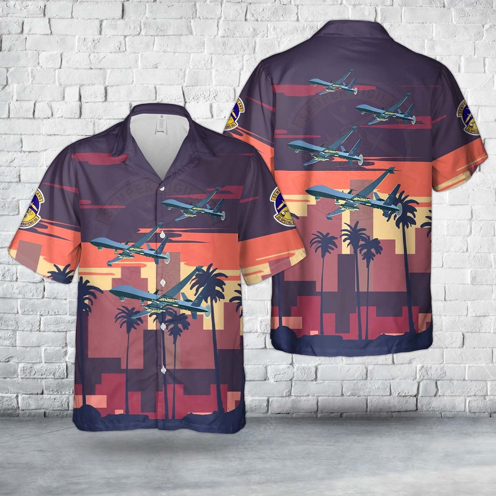 Air Force Hawaiian Shirt, Hurlburt Field, Florida, US Air Force 2nd Special Operations Squadron General Atomics MQ-9 Reaper Hawaiian Shirt