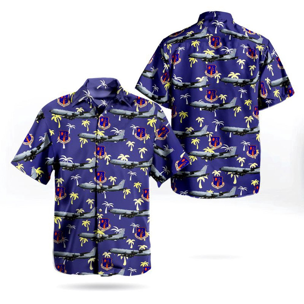 Air Force Hawaiian Shirt, Illinois Air National Guard Boeing KC-135R Stratotanker Hawaiian Shirt, Airplane Hawaiian Shirt, Military Aloha Shirts