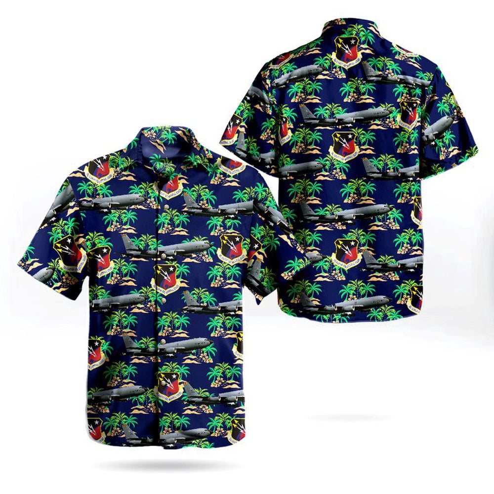Air Force Hawaiian Shirt, Kansas Air National Guard Boeing KC-135R Stratotanker (717-148) Hawaiian Shirt, Airplane Hawaiian Shirt