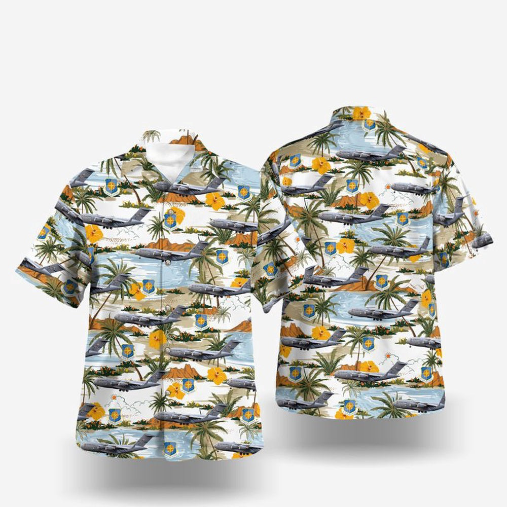 Air Force Hawaiian Shirt, Mississippi Air National Guard 172nd Airlift Wing Boeing C-17 Globemaster III Hawaiian Shirt, Airplane Hawaiian Shirt