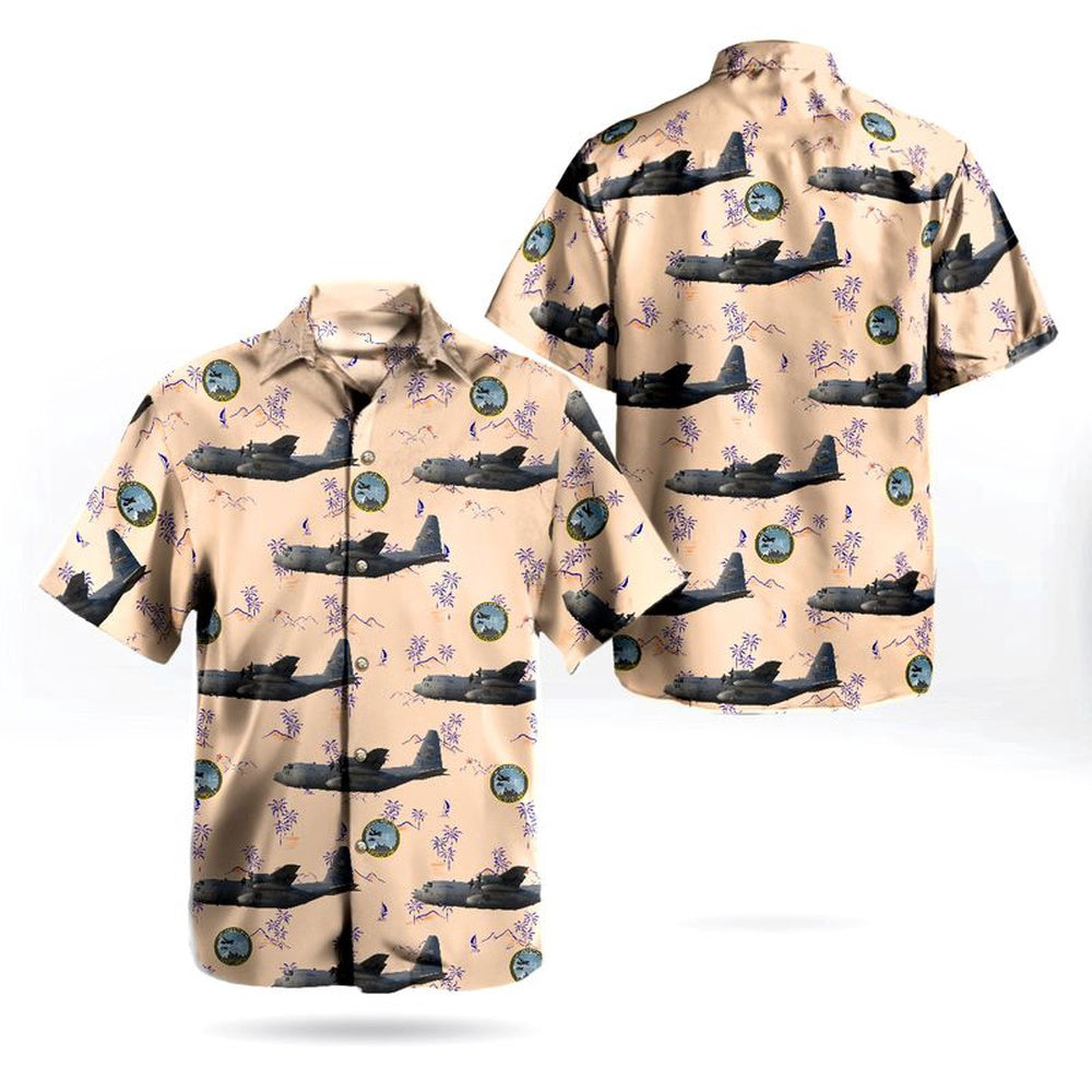 Air Force Hawaiian Shirt, Montana Air National Guard 120th Airlift Wing Lockheed C-130H Hercules (L-382) Hawaiian Shirt, Airplane Hawaiian Shirt