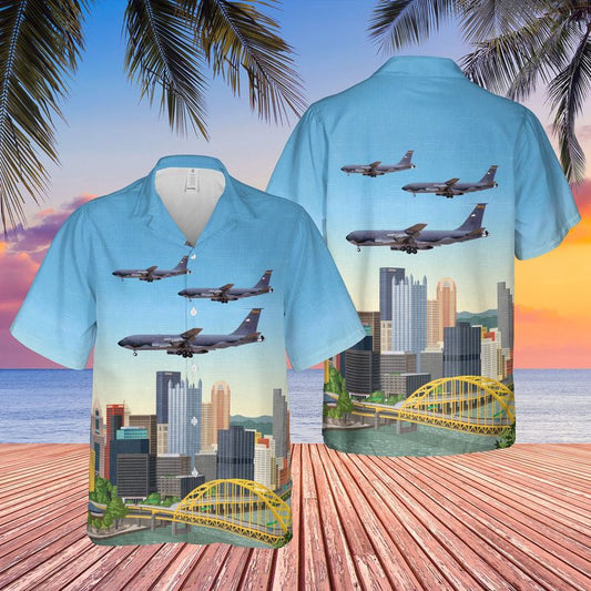 Air Force Hawaiian Shirt, Pennsylvania Air National Guard 146th Air Refueling Squadron KC-135 Stratotanker Hawaiian Shirt, Airplane Hawaiian Shirt