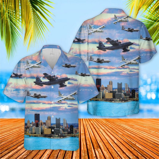 Air Force Hawaiian Shirt, Pennsylvania Air National Guard EC-130Js Hawaiian Shirt, Airplane Hawaiian Shirt, Military Aloha Shirts