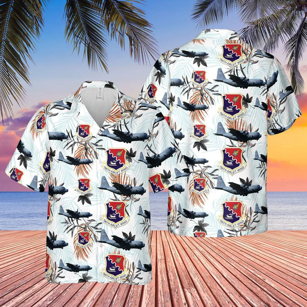 Air Force Hawaiian Shirt, Puerto Rico Air National Guard 156th Airlift Wing (156 AW) Hawaiian Shirt, Airplane Hawaiian Shirt, Military Aloha Shirts