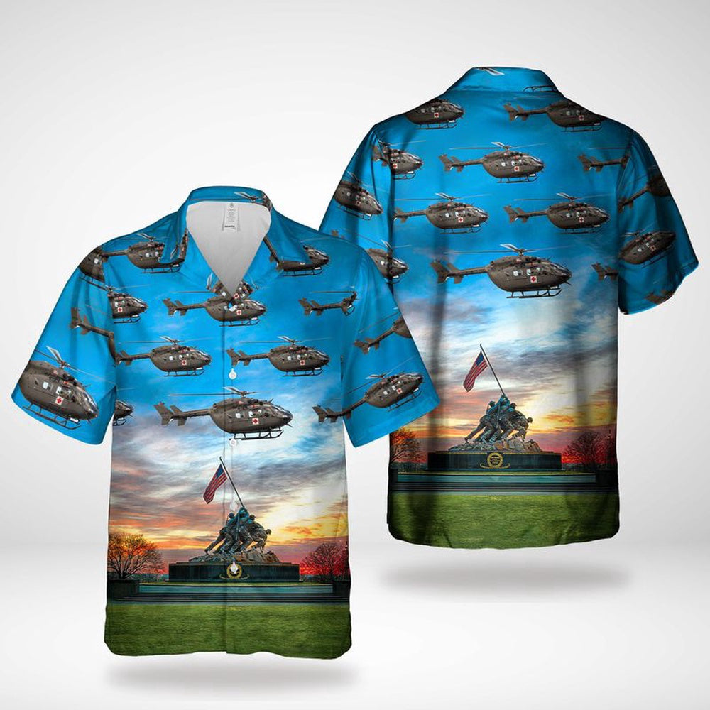 Air Force Hawaiian Shirt, Puerto Rico Air National Guard 156th Airlift Wing UH-72A Lakota Hawaiian Shirt, Airplane Hawaiian Shirt