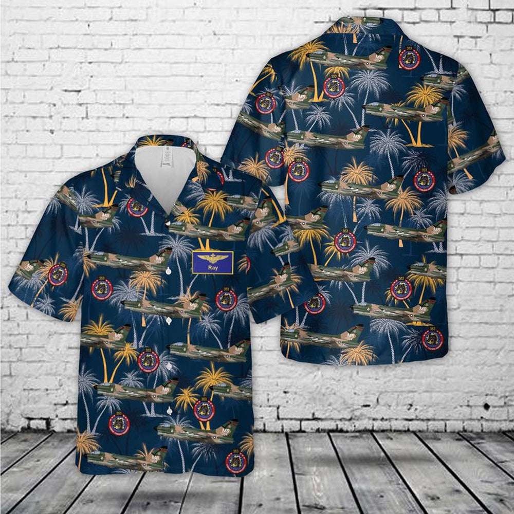 Air Force Hawaiian Shirt, Ray US Air Force A-7D Of 353rd TFS Squadron Hawaiian Shirt, Airplane Hawaiian Shirt, Military Aloha Shirts