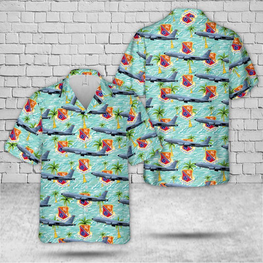 Air Force Hawaiian Shirt, Tennessee Air National Guard 134th Air Refueling Wing (134 ARW) KC-135R Stratotanker Hawaiian Shirt, Airplane Hawaiian Shirt