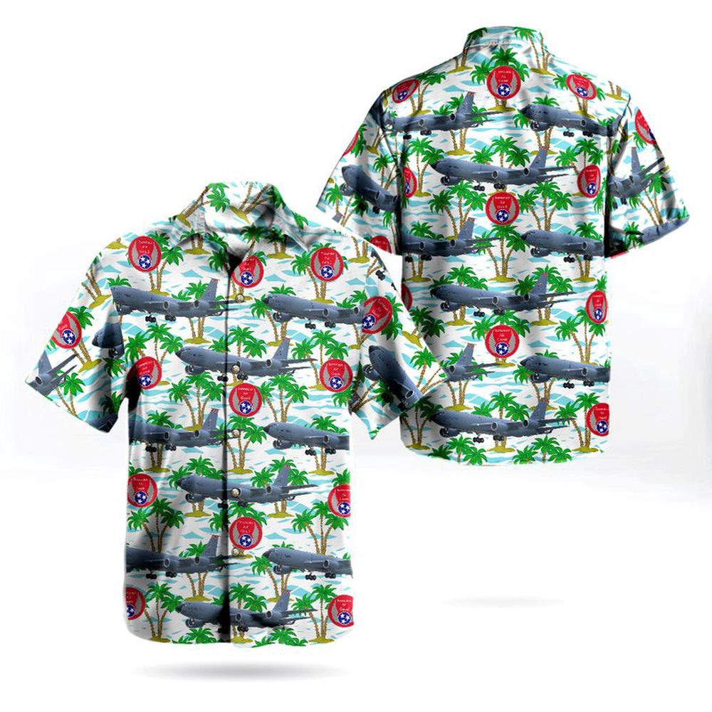 Air Force Hawaiian Shirt, Tennessee Air National Guard 134th Air Refueling Wing Boeing KC-135R Stratotanker Hawaiian Shirt, Airplane Hawaiian Shirt