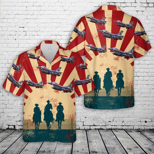 Air Force Hawaiian Shirt, Texas Air National Guard 182d Fighter Squadron F-16 Fighting Falcon Hawaiian Shirt, Airplane Hawaiian Shirt