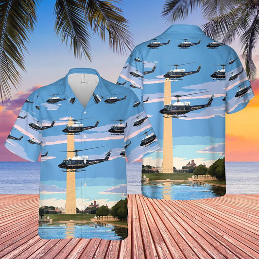 Air Force Hawaiian Shirt, USAF Bell UH-1N Twin Huey Of The 1st Helicopter Squadron Hawaiian Shirt, Airplane Hawaiian Shirt, Military Aloha Shirts
