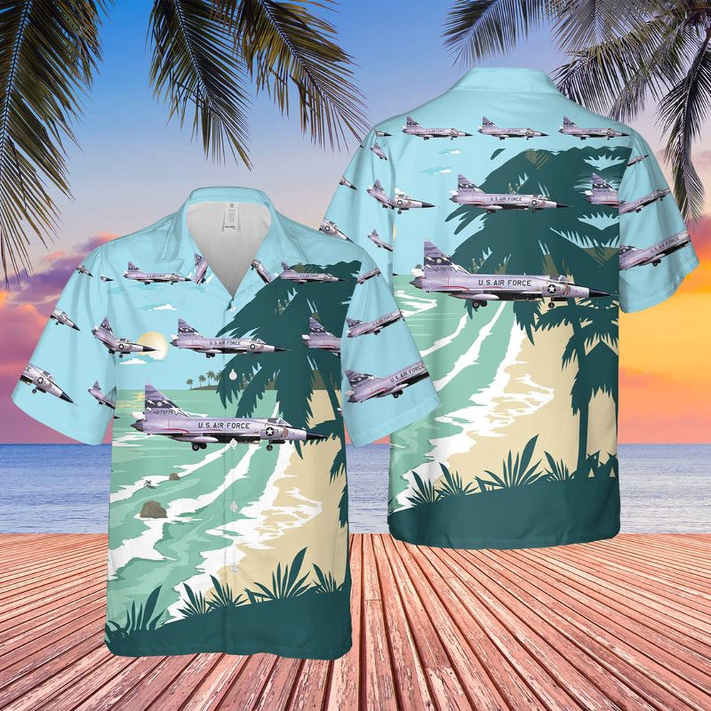 Air Force Hawaiian Shirt, USAF California Air National Guard 196th Fighter Interceptor Squadron F-102A Delta Dagger Hawaiian Shirt