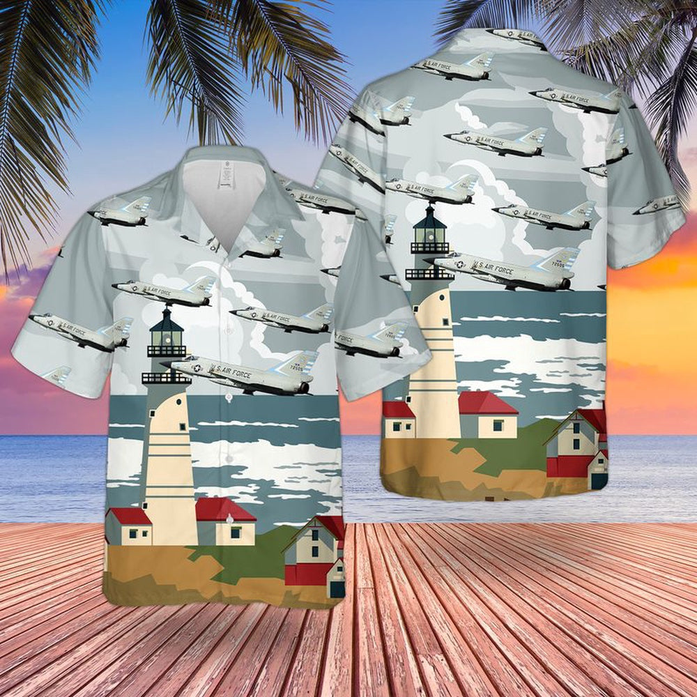 Air Force Hawaiian Shirt, USAF Convair F-106 Delta Dart 101st Fighter Interceptor Squadron Massachusetts Air National Guard Hawaiian Shirt