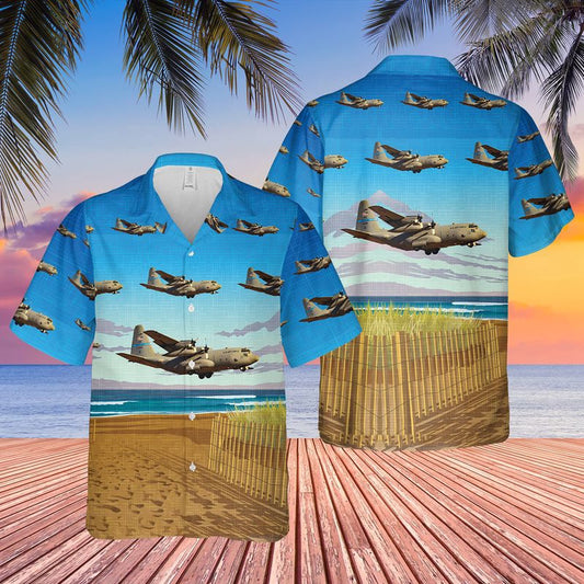 Air Force Hawaiian Shirt, USAF Delaware Air National Guard 142d Airlift Squadron C-130H Hercules Hawaiian Shirt, Airplane Hawaiian Shirt