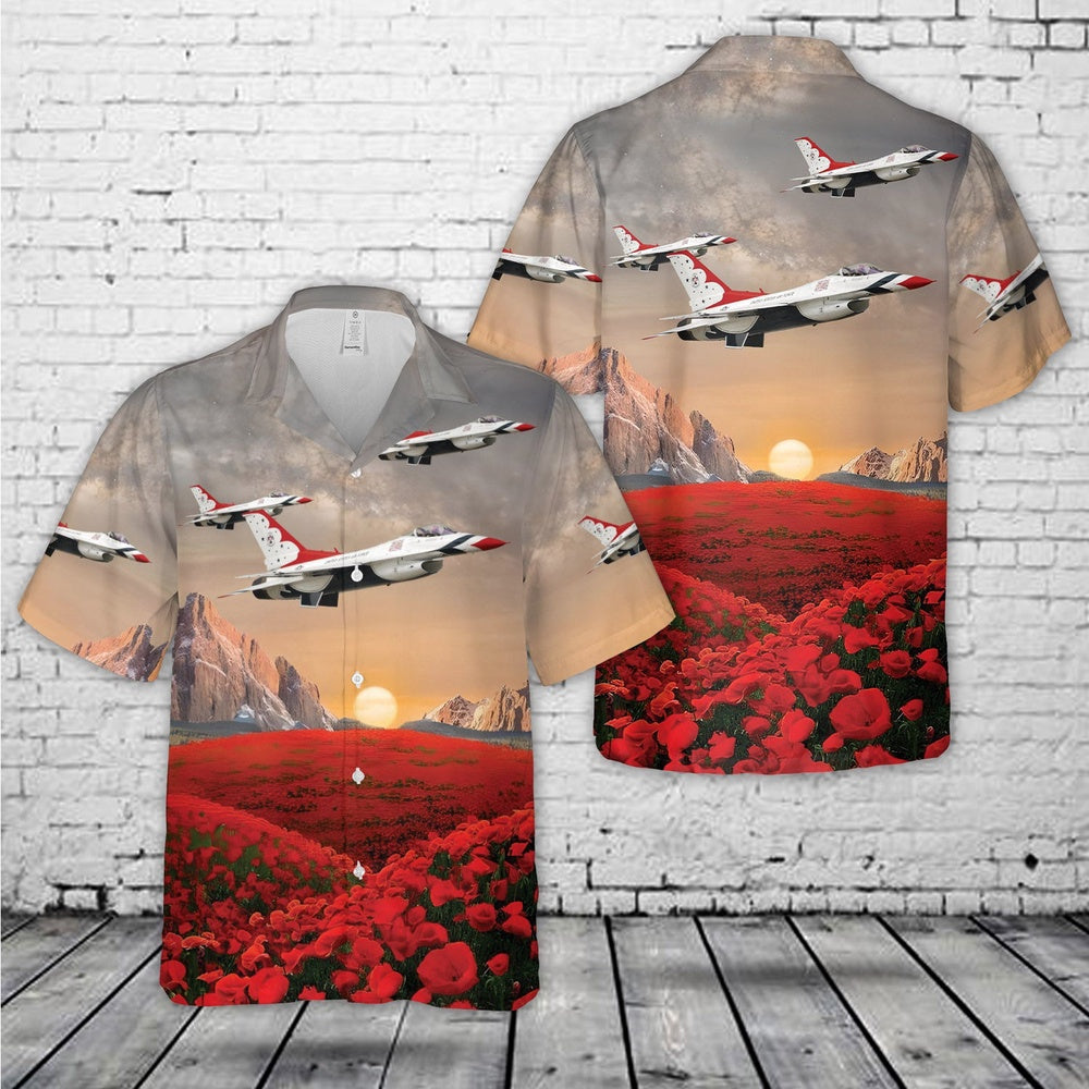 Air Force Hawaiian Shirt, USAF Demonstration Squadron Thunderbirds Hawaiian Shirt, Airplane Hawaiian Shirt, Military Aloha Shirts