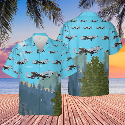 Air Force Hawaiian Shirt, USAF Idaho Air National Guard 124th Fighter Wing A-10 Thunderbolt II Hawaiian Shirt, Airplane Hawaiian Shirt