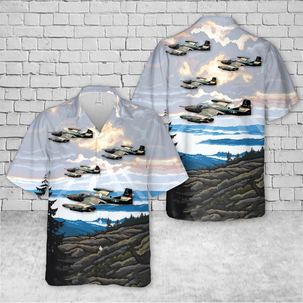 Air Force Hawaiian Shirt, USAF Illinois Air National Guard 169th Tactical Air Support Squadron OA-37B Dragonfly Hawaiian Shirt