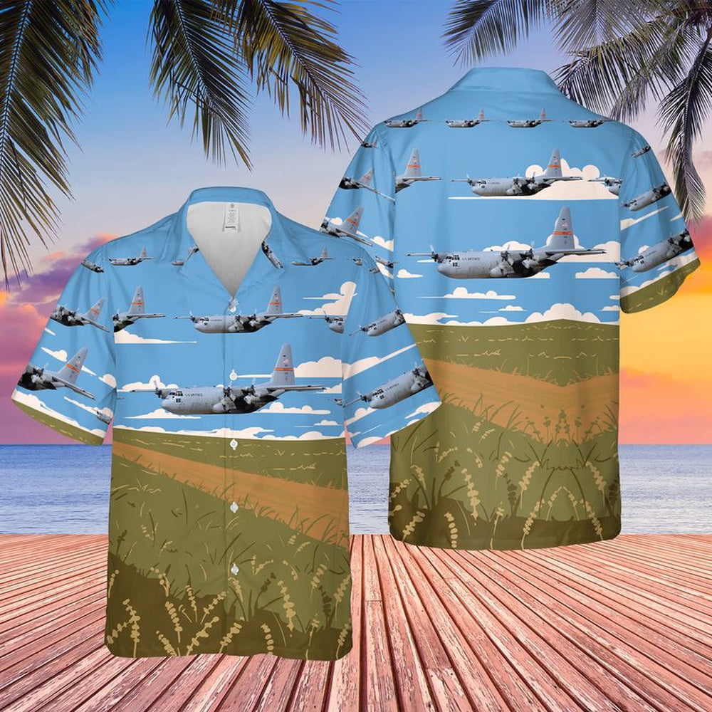 Air Force Hawaiian Shirt, USAF Illinois Air National Guard 182d Airlift Wing C-130 Hawaiian Shirt, Airplane Hawaiian Shirt, Military Aloha Shirts