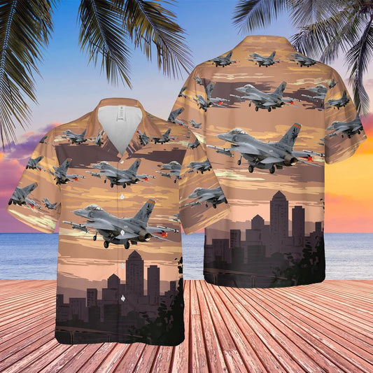 Air Force Hawaiian Shirt, USAF Iowa Air National Guard 124th Attack Squadron F-16 Fighting Falcon Hawaiian Shirt, Airplane Hawaiian Shirt