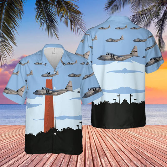 Air Force Hawaiian Shirt, USAF Maryland Air National Guard 135th Airlift Squadron C-130J 97-1351 Hawaiian Shirt, Airplane Hawaiian Shirt