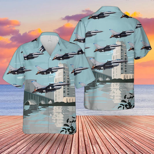Air Force Hawaiian Shirt, USAF Minnesota Air National Guard 148th Fighter Wing F-16 Fighting Falcon Hawaiian Shirt, Airplane Hawaiian Shirt