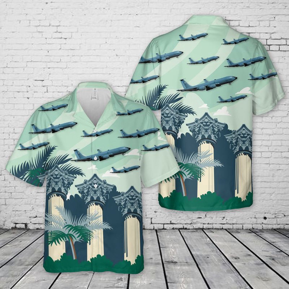 Air Force Hawaiian Shirt, USAF Mississippi Air National Guard 153d Air Refueling Squadron Boeing KC-135R Stratotanker Hawaiian Shirt