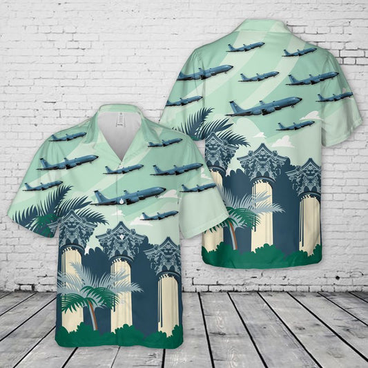 Air Force Hawaiian Shirt, USAF Mississippi Air National Guard 153d Air Refueling Squadron Boeing KC-135R Stratotanker Hawaiian Shirt