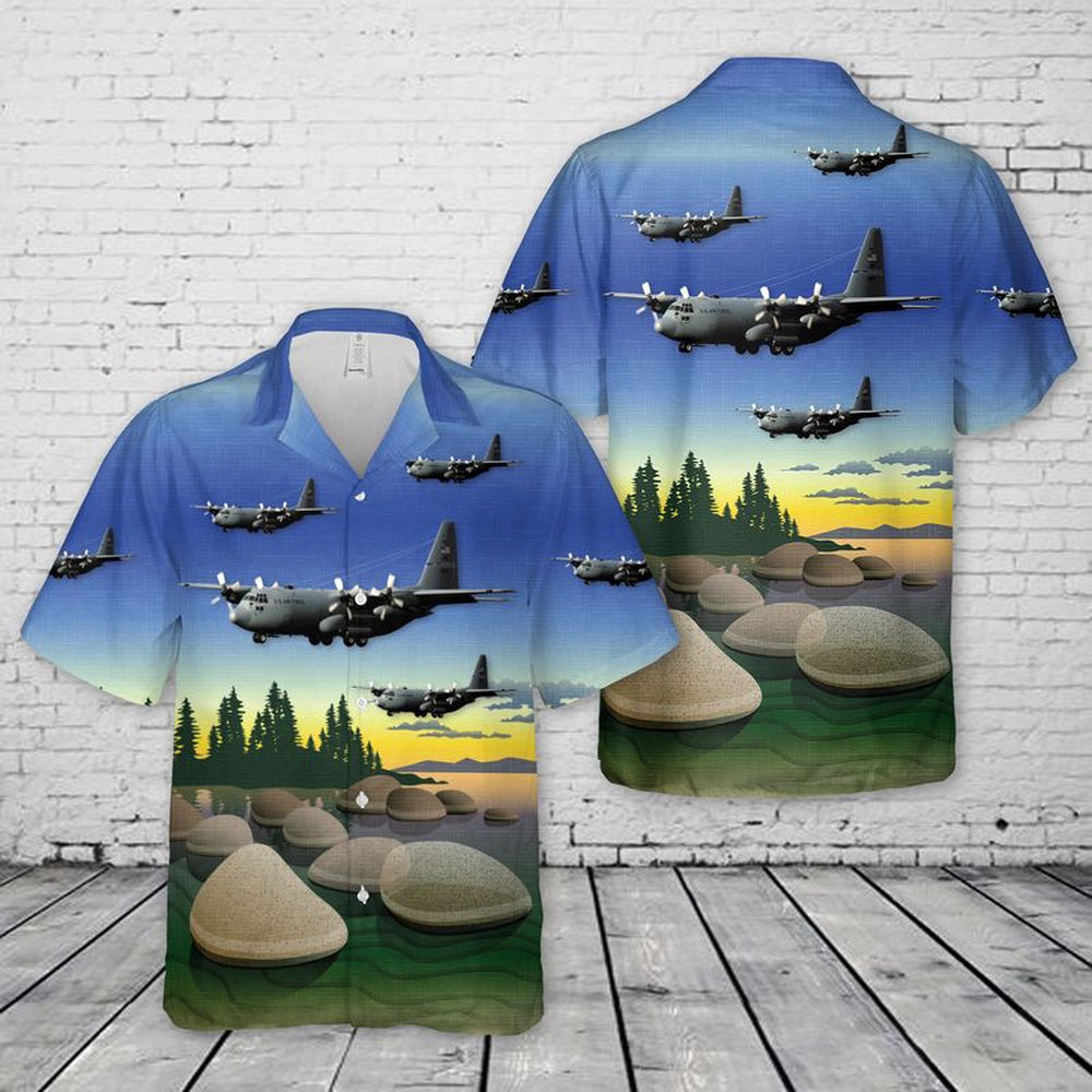 Air Force Hawaiian Shirt, USAF Nevada Air National Guard 152nd Airlift Wing C-130 Hawaiian Shirt, Airplane Hawaiian Shirt, Military Aloha Shirts