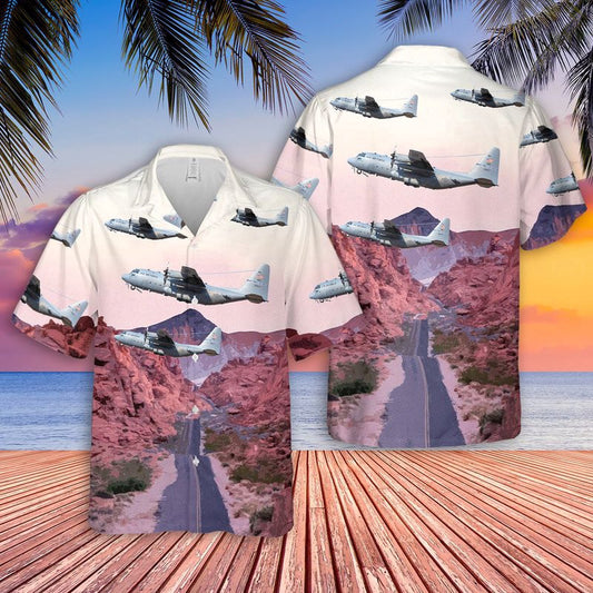 Air Force Hawaiian Shirt, USAF Nevada Air National Guard 192d Airlift Squadron C-130H Hawaiian Shirt, Airplane Hawaiian Shirt, Military Aloha Shirts