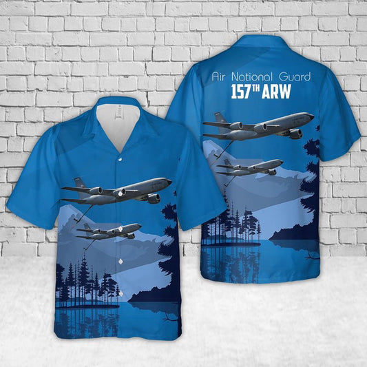 Air Force Hawaiian Shirt, USAF New Hampshire ANG 157th ARW KC-135R New Hampshire Air National Guard Hawaiian Shirt, Airplane Hawaiian Shirt