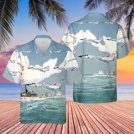 Air Force Hawaiian Shirt, USAF New Jersey Air National Guard 119th Fighter Interceptor Squadron F-106s Hawaiian Shirt, Airplane Hawaiian Shirt