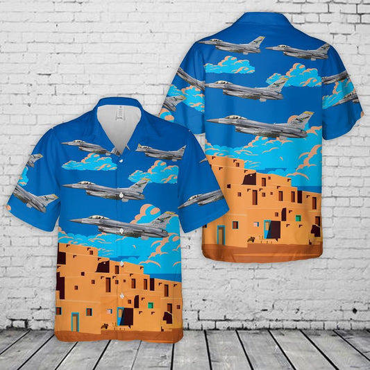 Air Force Hawaiian Shirt, USAF New Mexico Air National Guard 188th Rescue Squadron F-16C Fighting Falcon Hawaiian Shirt, Airplane Hawaiian Shirt