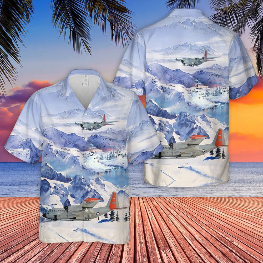 Air Force Hawaiian Shirt, USAF New York Air National Guard 109th Airlift Wing LC-130 Skibird Hawaiian Shirt, Airplane Hawaiian Shirt