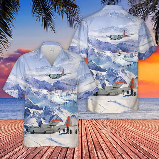 Air Force Hawaiian Shirt, USAF New York Air National Guard 109th Airlift Wing LC-130 Skibird Hawaiian Shirt, Airplane Hawaiian Shirt