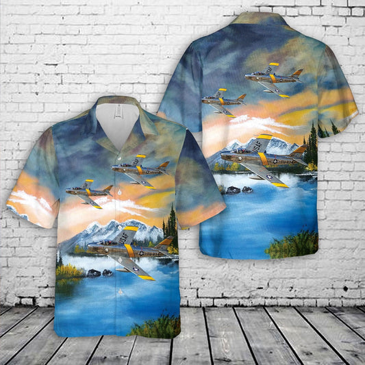 Air Force Hawaiian Shirt, USAF North American F-86 Sabre Pocket Hawaiian Shirt, Airplane Hawaiian Shirt, Military Aloha Shirts