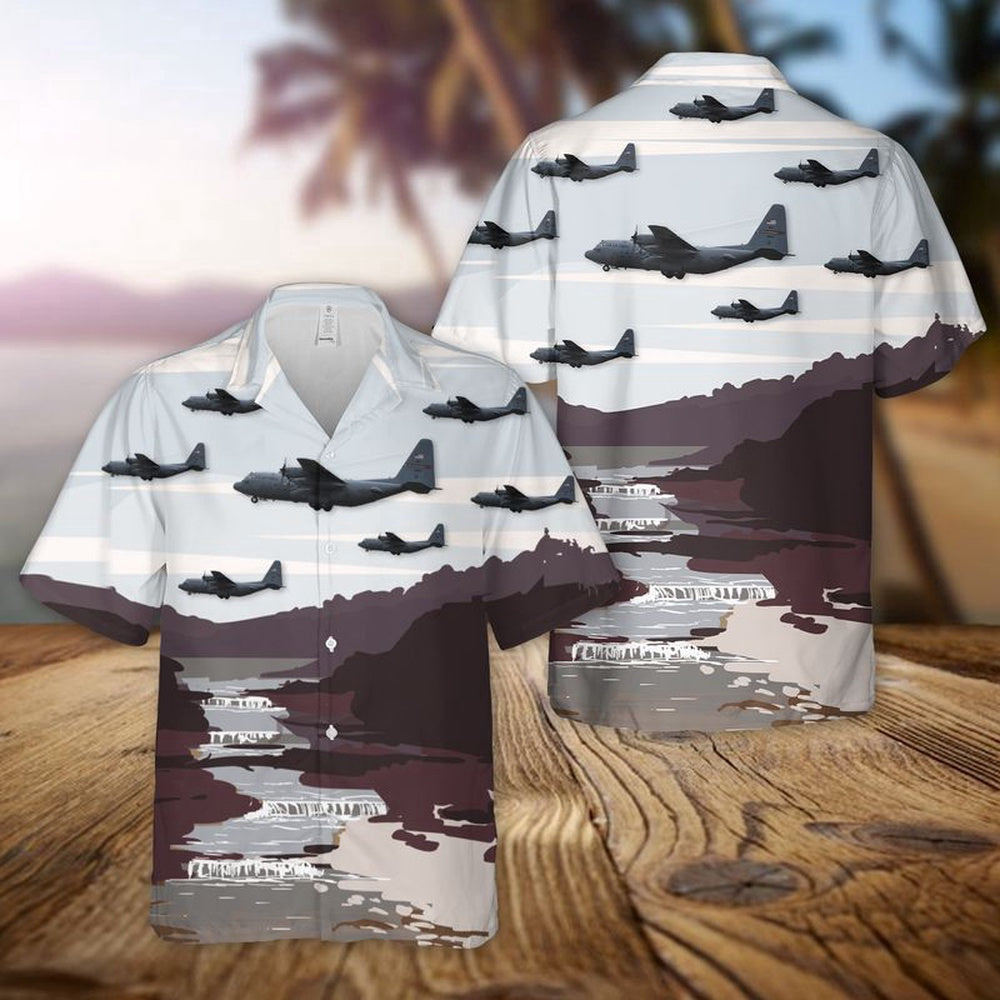 Air Force Hawaiian Shirt, USAF Ohio Air National Guard 164th Airlift Squadron C-130H Hercules Hawaiian Shirt, Airplane Hawaiian Shirt
